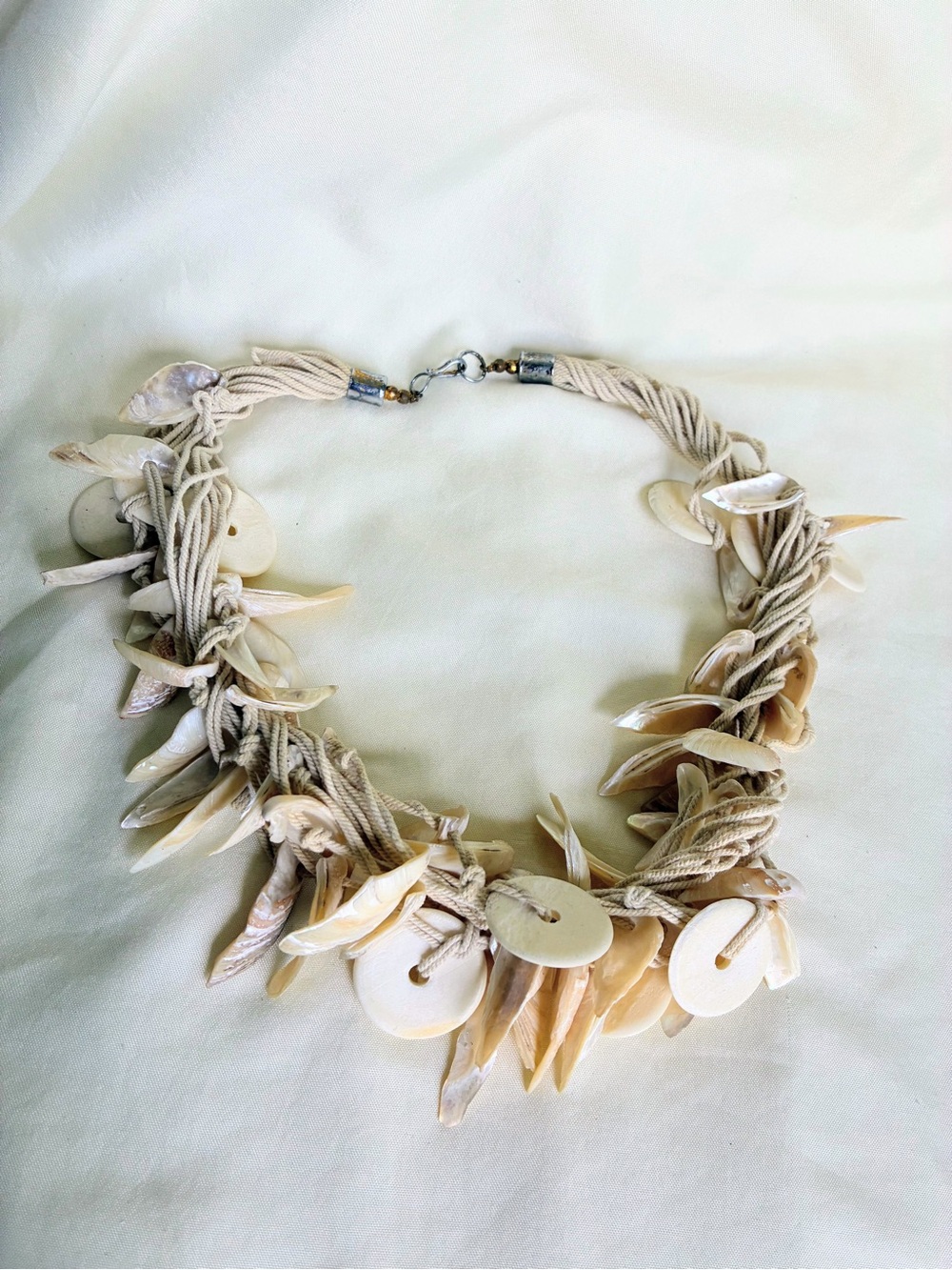 Boho Multi layered beaded necklace with beige beads